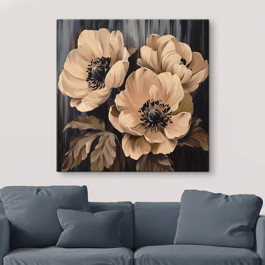 Peinture de fleurs sur fond noir Peinture de fleurs sur fond noir