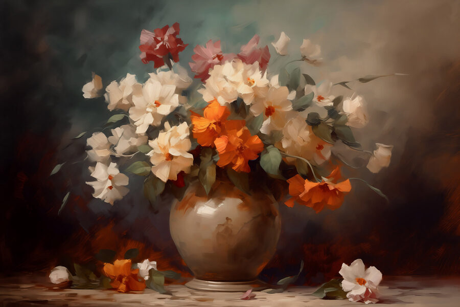 Peinture de fleurs dans un vase