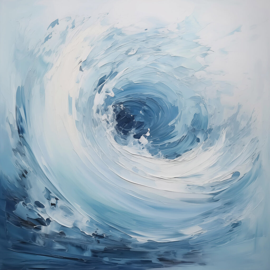 White and blue swirly waves