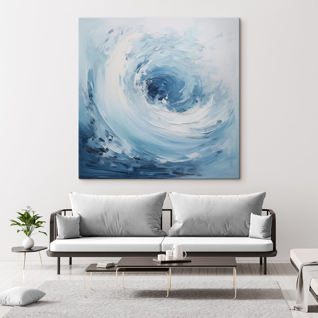 White and blue swirly waves
