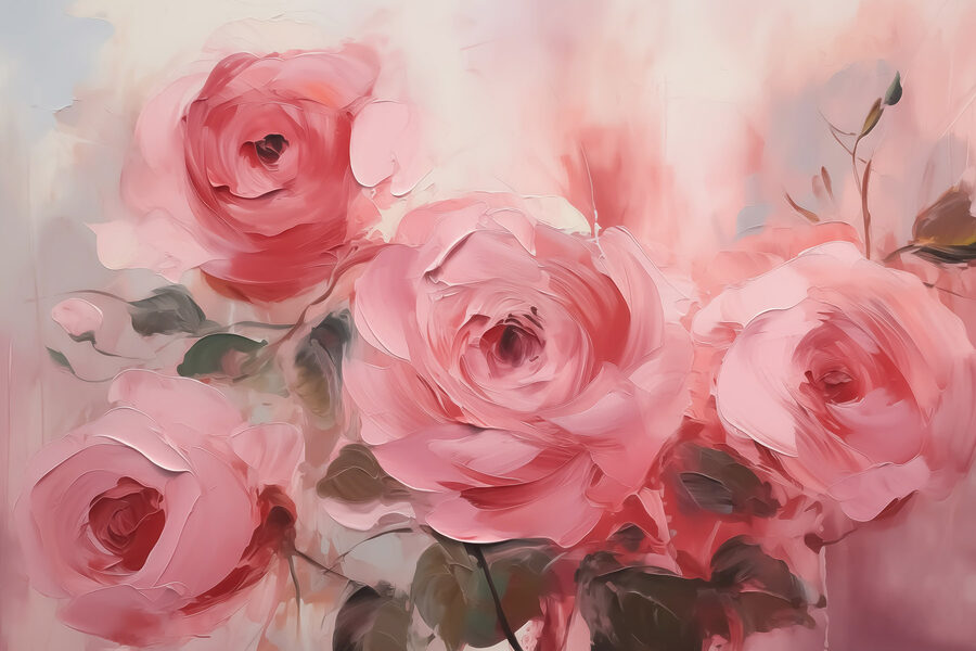 Peinture de roses roses