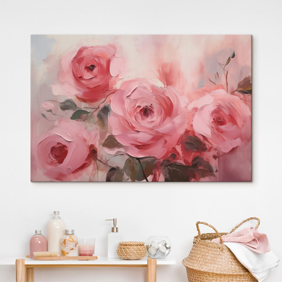 Peinture de roses roses