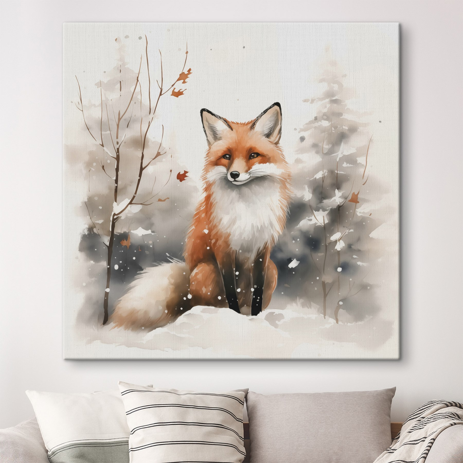 Fox sitting in the snow