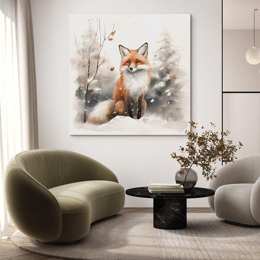 Renard assis dans la neige Renard assis dans la neige