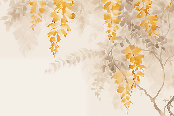 Feuilles jaunes et grises sur fond blanc Feuilles jaunes et grises sur fond blanc