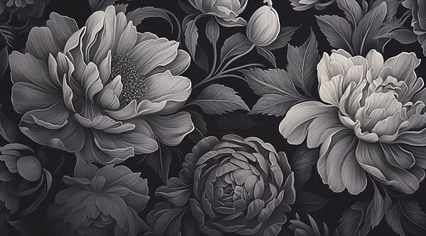 Motif floral noir et blanc Motif floral noir et blanc