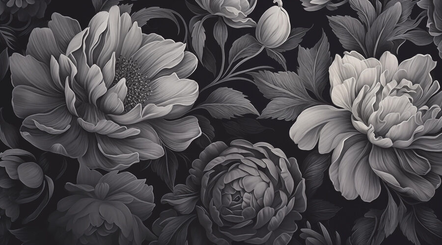 Motif floral noir et blanc