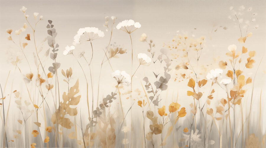 Papier peint Peinture de fleurs et de feuilles – Image 4