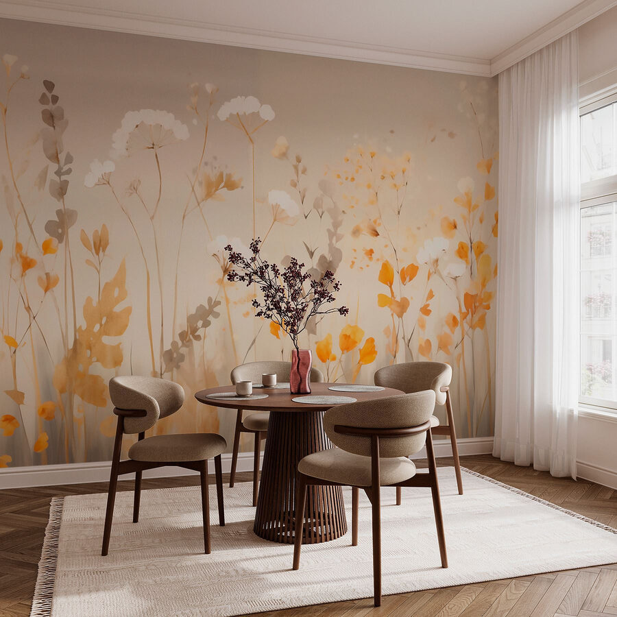 Papier peint Peinture de fleurs et de feuilles – Image 3