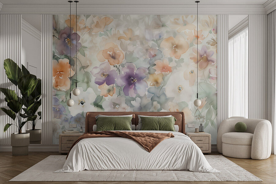 Peinture de fleurs sur une surface blanche Peinture de fleurs sur une surface blanche