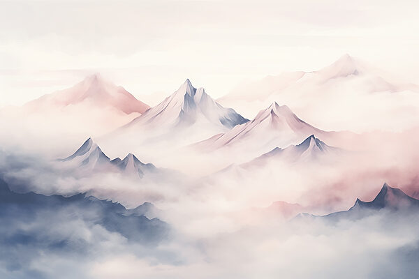 Chaîne de montagnes avec nuages Chaîne de montagnes avec nuages