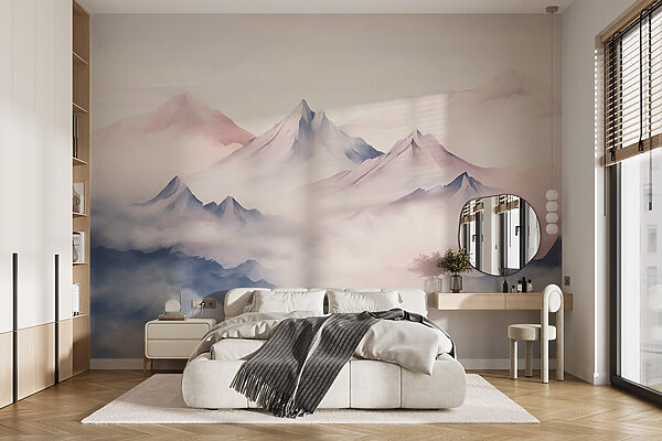 Chaîne de montagnes avec nuages Chaîne de montagnes avec nuages