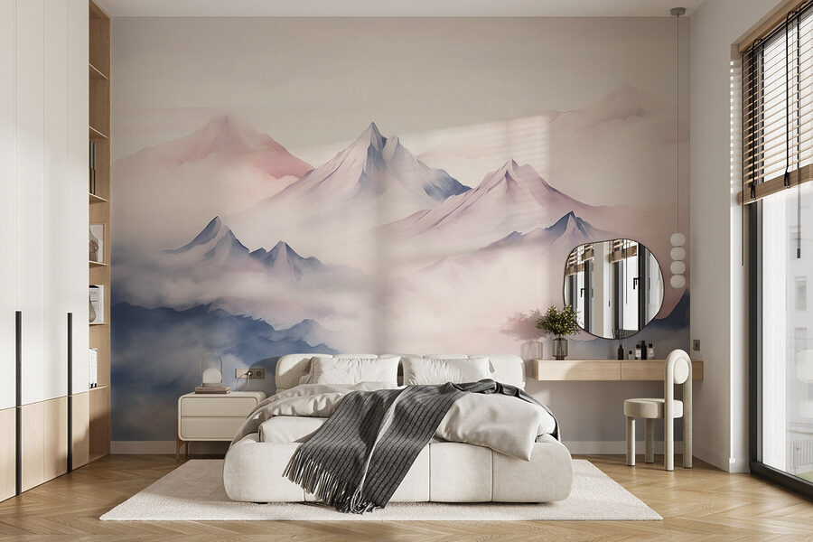 Chaîne de montagnes avec nuages