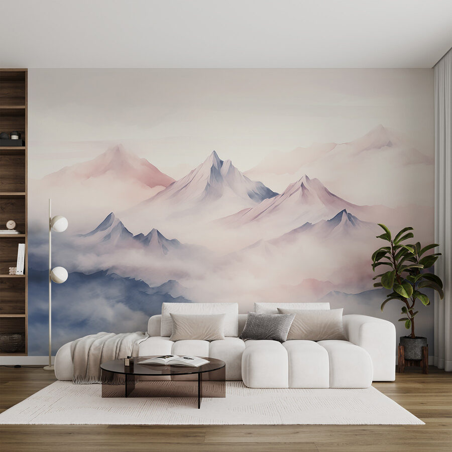 Chaîne de montagnes avec nuages