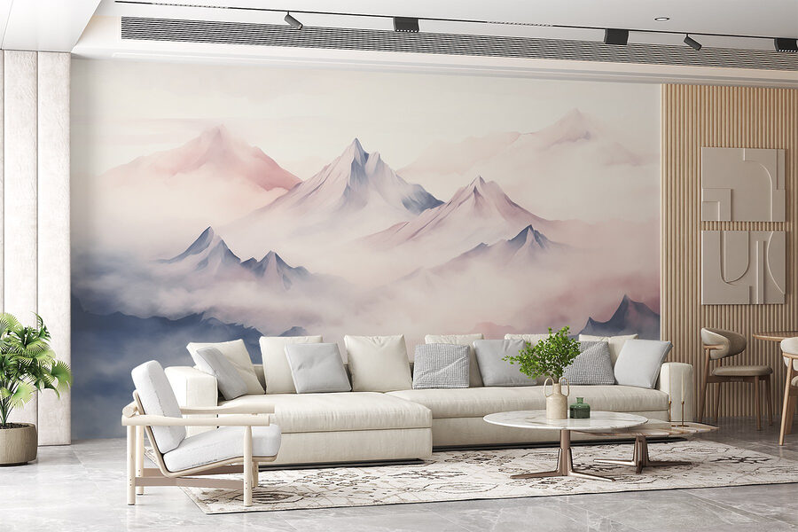 Chaîne de montagnes avec nuages