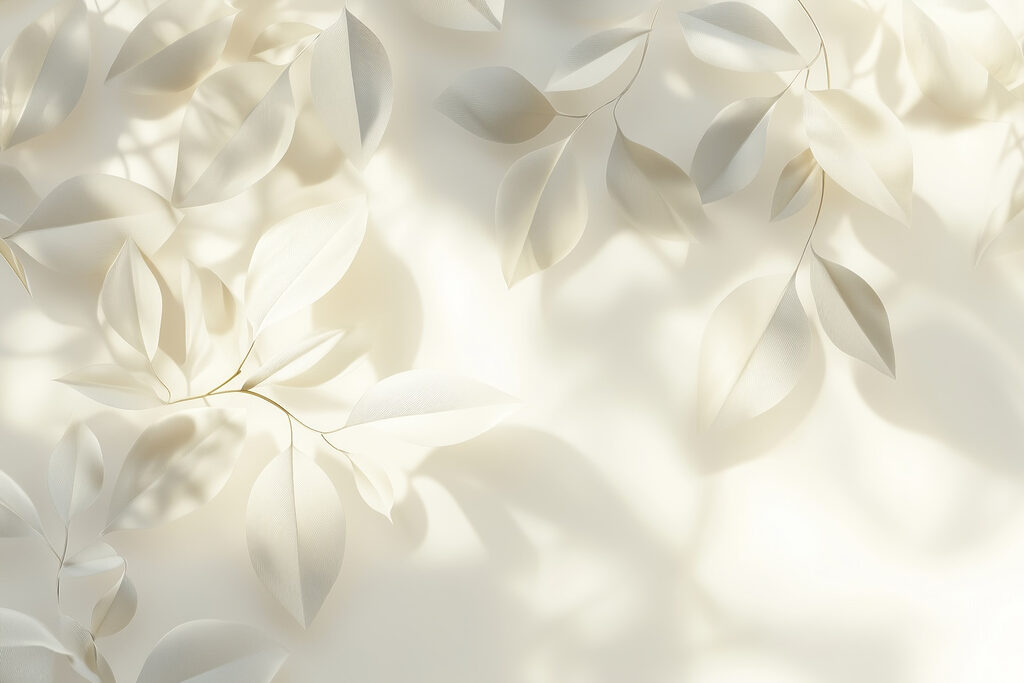 Feuilles blanches sur une surface blanche Feuilles blanches sur une surface blanche