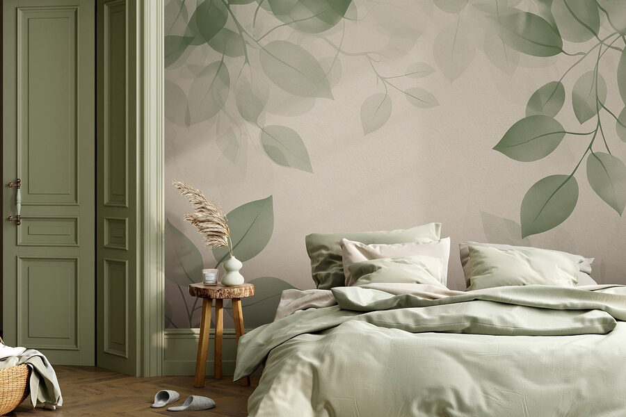 Feuilles vertes sur fond blanc