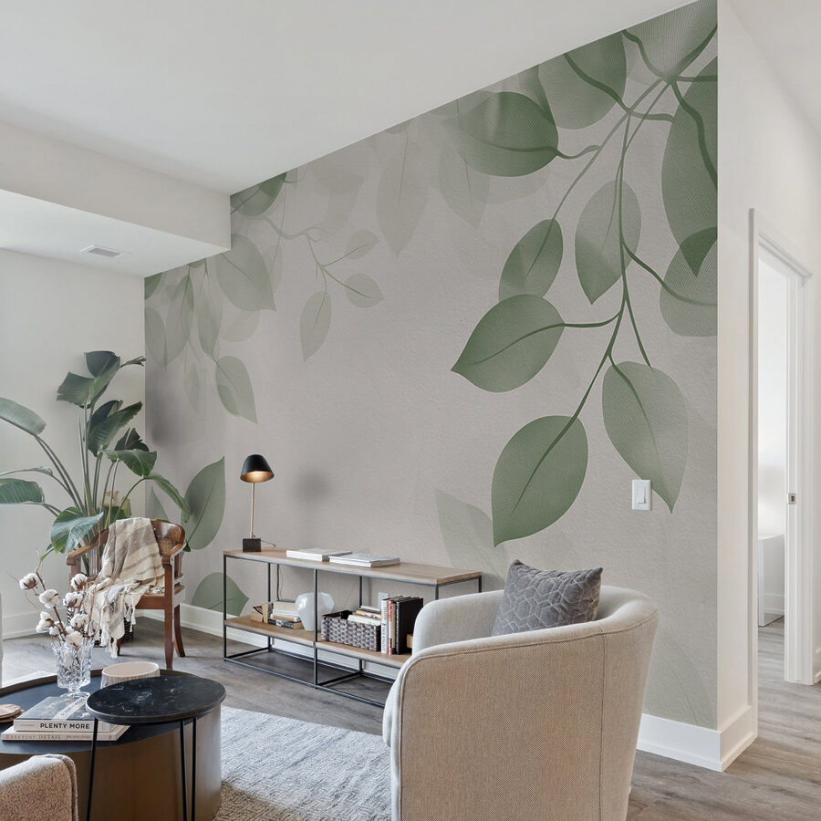 Feuilles vertes sur fond blanc
