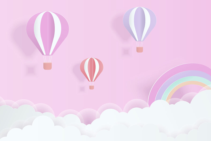 Papier peint Fond rose avec des ballons et un arc-en-ciel – Image 3