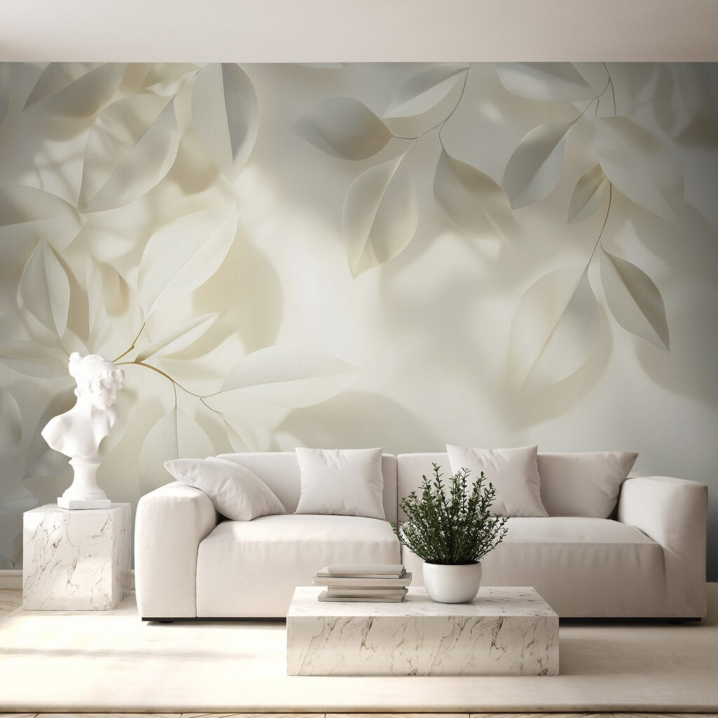 White leaves on a white surface White leaves on a white surface