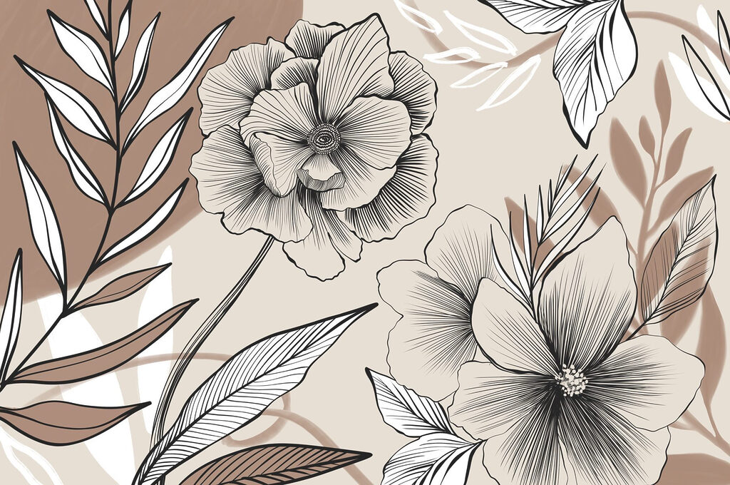 Dessin artistique floral au trait Dessin artistique floral au trait