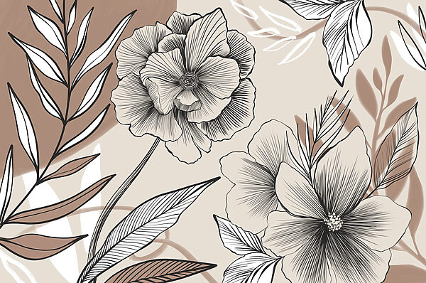 Dessin artistique floral au trait Dessin artistique floral au trait