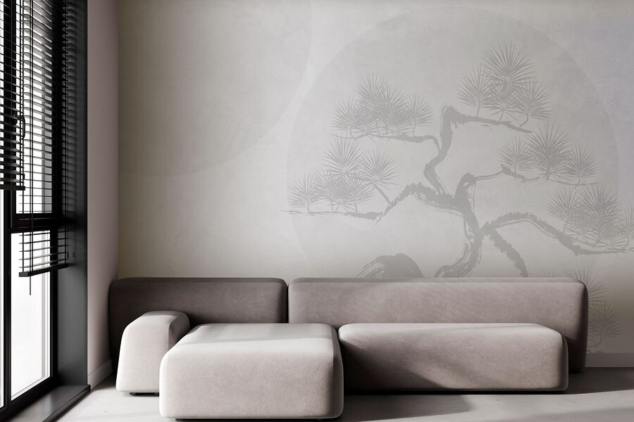 Fond blanc avec un arbre