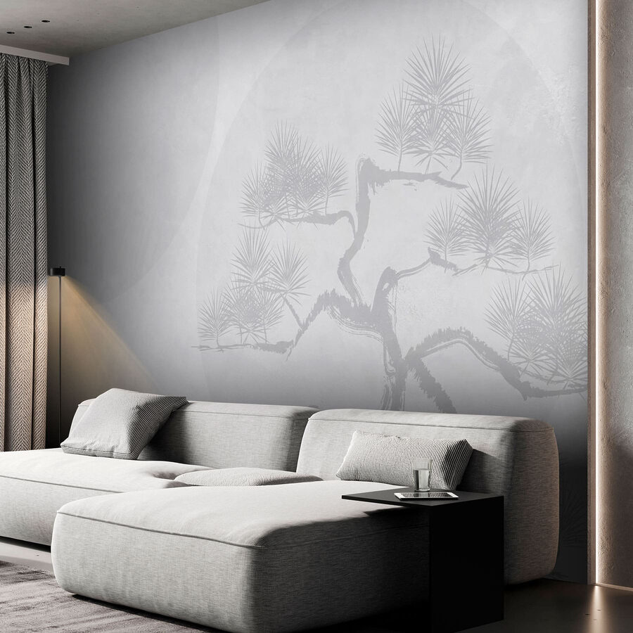 Fond blanc avec un arbre