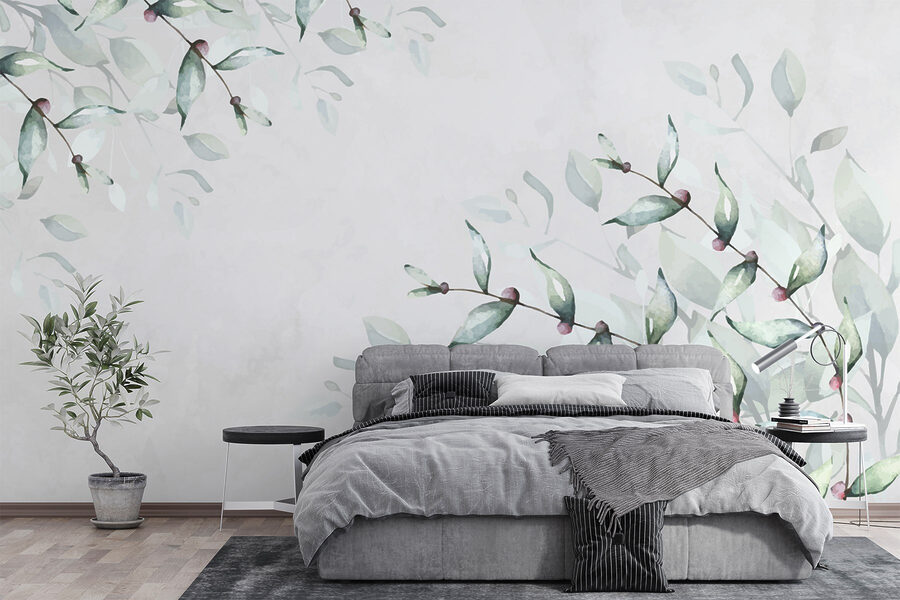 Feuilles délicates sur un fond doux