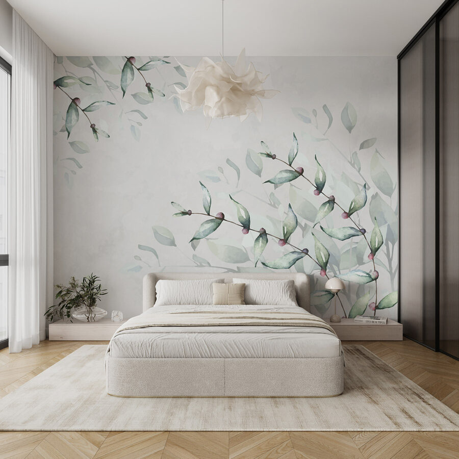 Feuilles délicates sur un fond doux