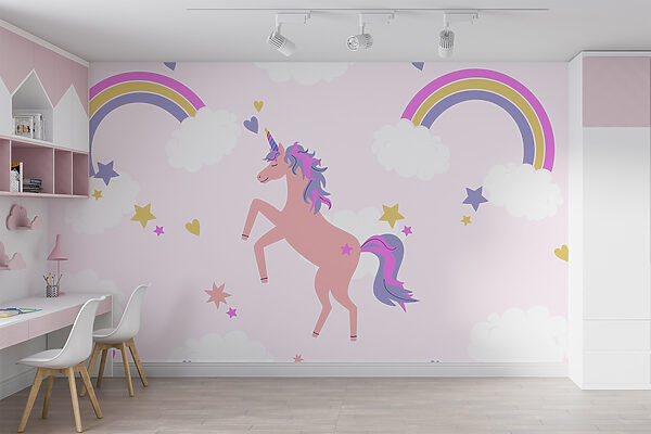 Licorne avec arc-en-ciel et étoiles Licorne avec arc-en-ciel et étoiles