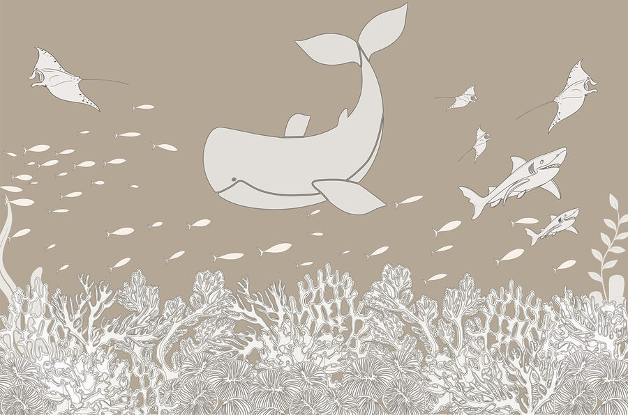 Baleine et poisson sous l'eau