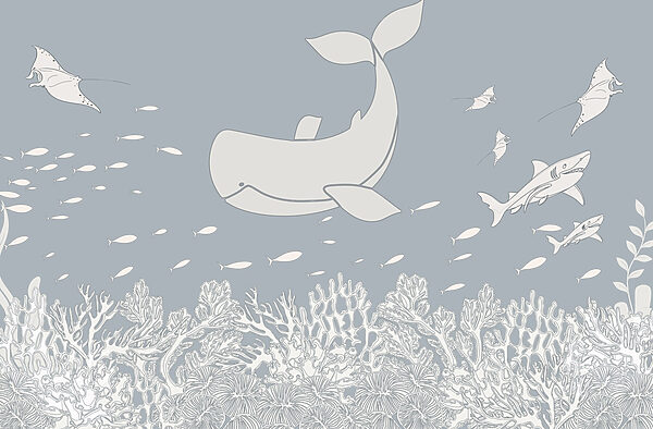 Baleine et poisson nageant dans l'océan Baleine et poisson nageant dans l'océan