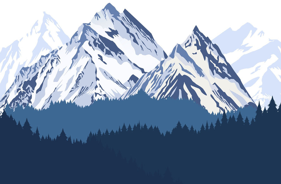 Chaîne de montagnes avec des arbres