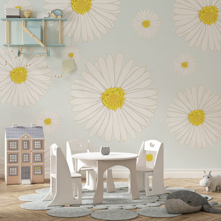 Motif de fleurs blanches et jaunes