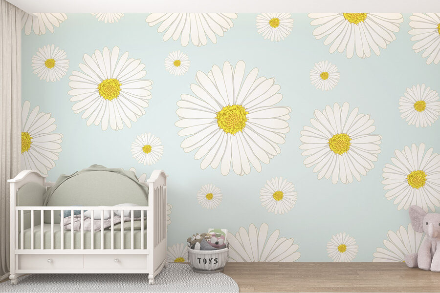 Motif de fleurs blanches et jaunes