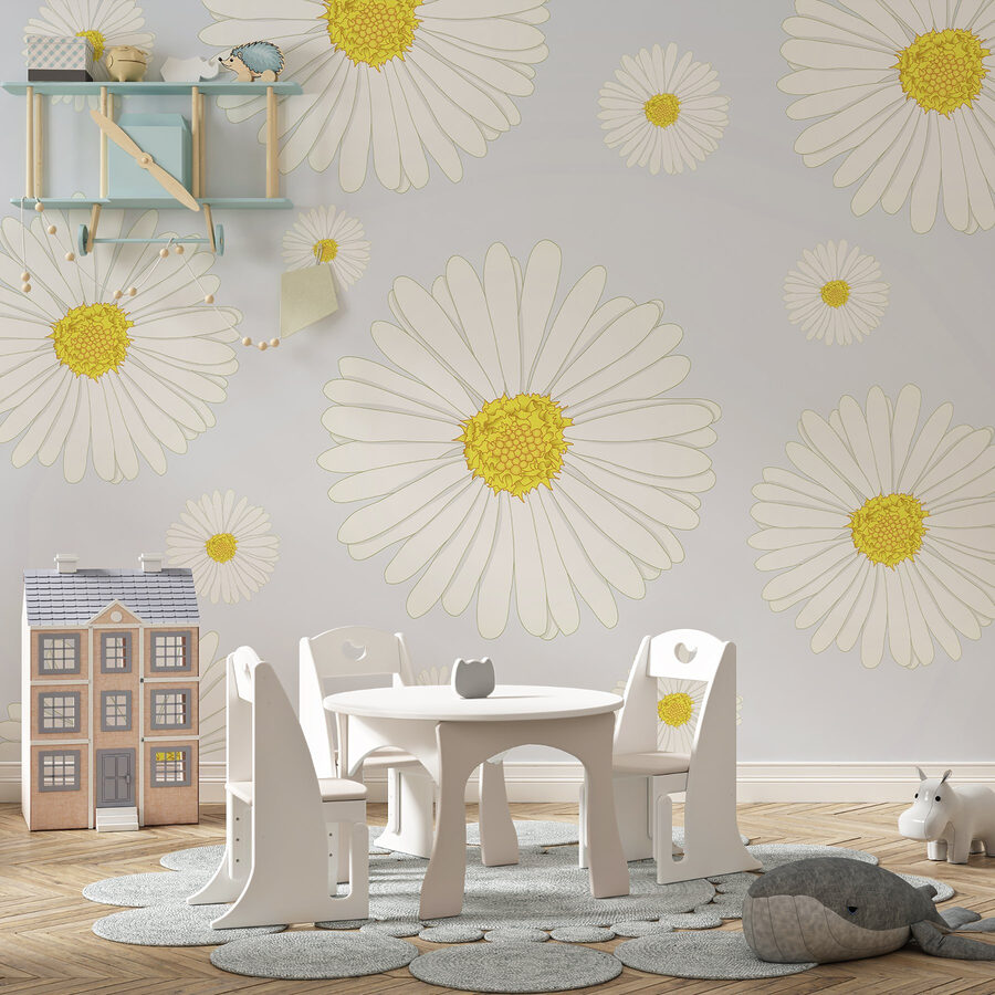 Groupe de fleurs blanches et jaunes