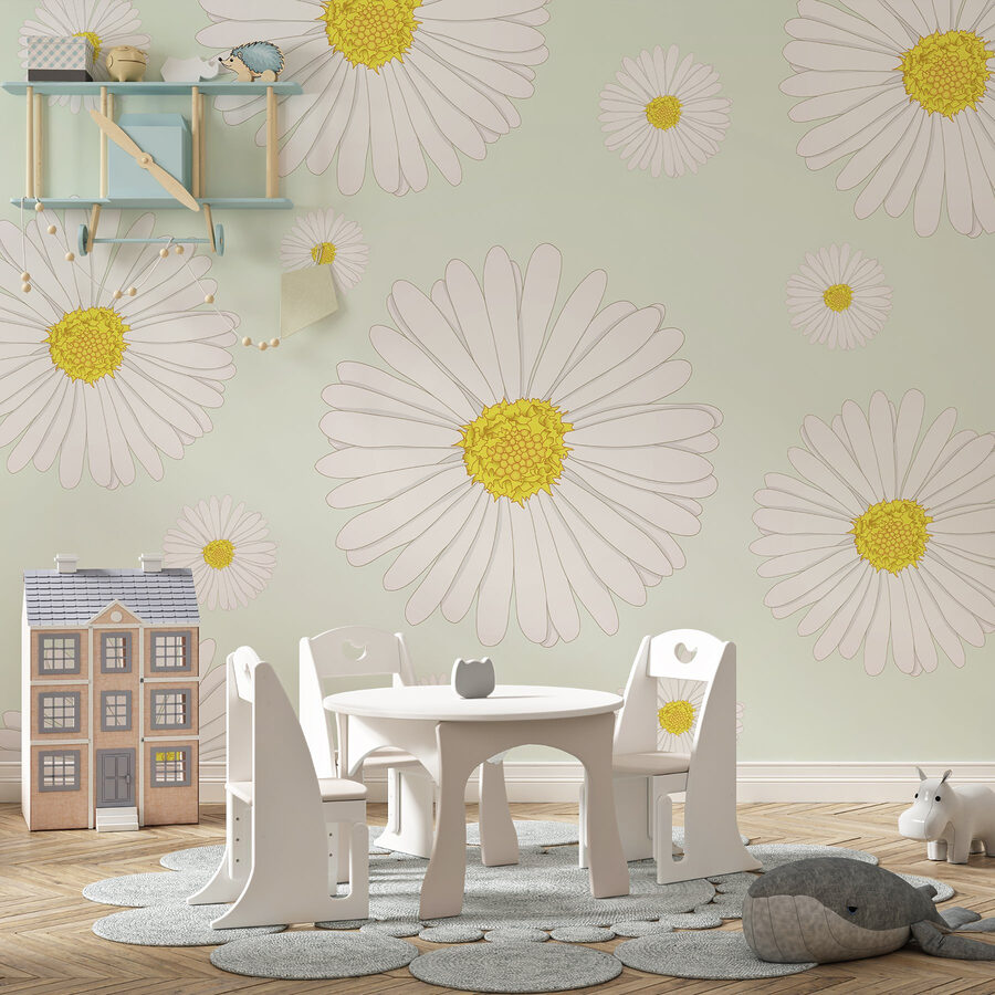 Motif de fleurs blanches et jaunes
