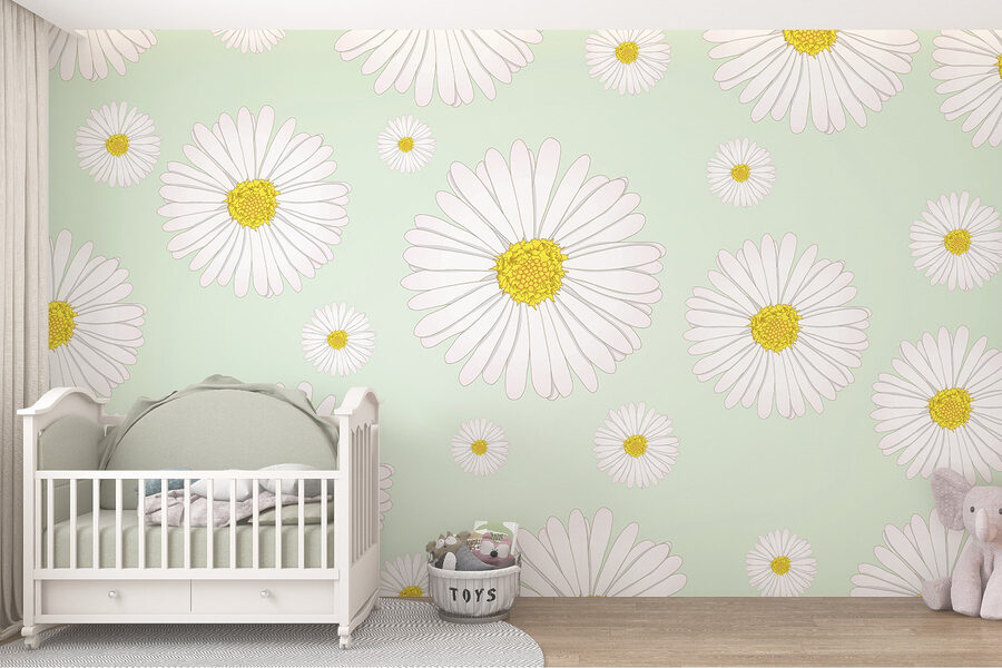 Motif de fleurs blanches et jaunes