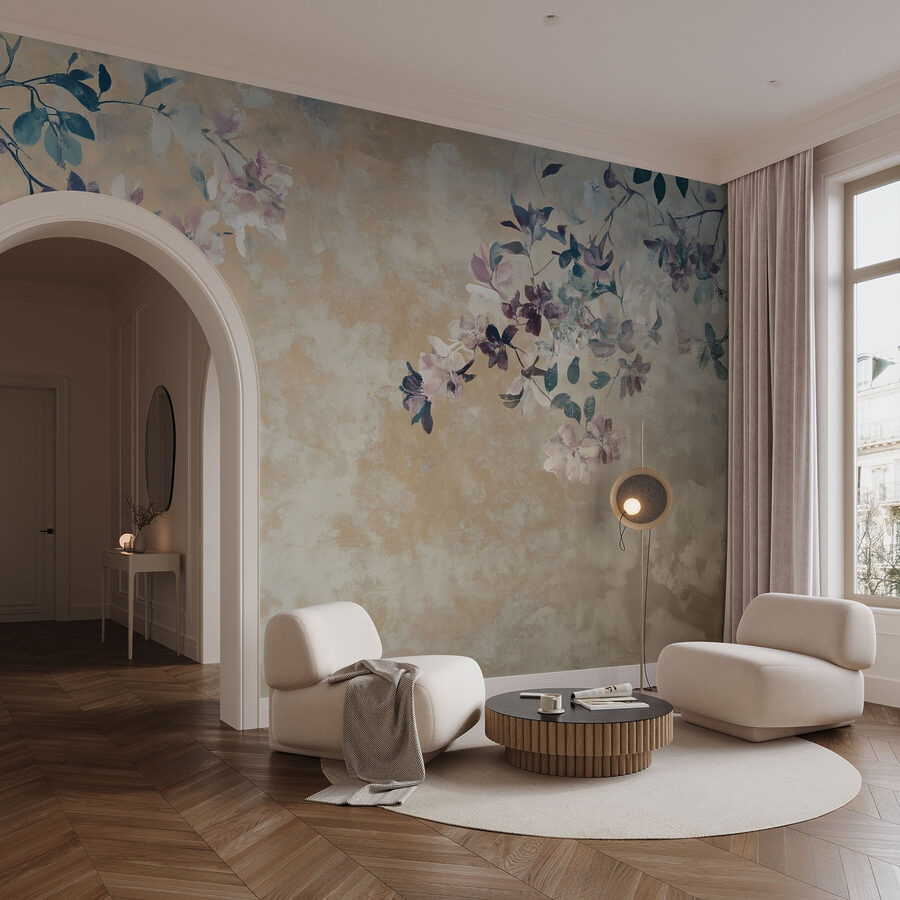 Des fleurs douces sur une toile de fond texturée