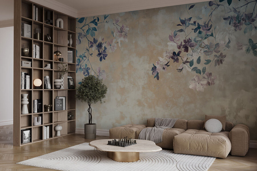 Des fleurs douces sur une toile de fond texturée