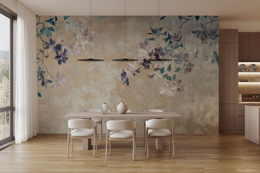 Des fleurs douces sur une toile de fond texturée