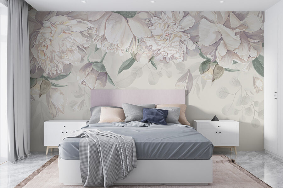 Fleurs blanches avec feuilles vertes
