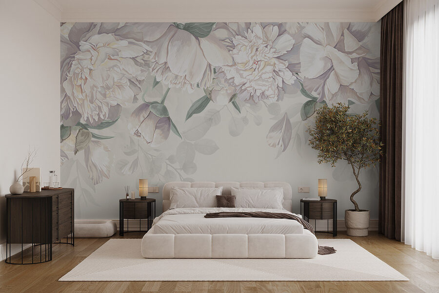 Fleurs blanches avec feuilles vertes