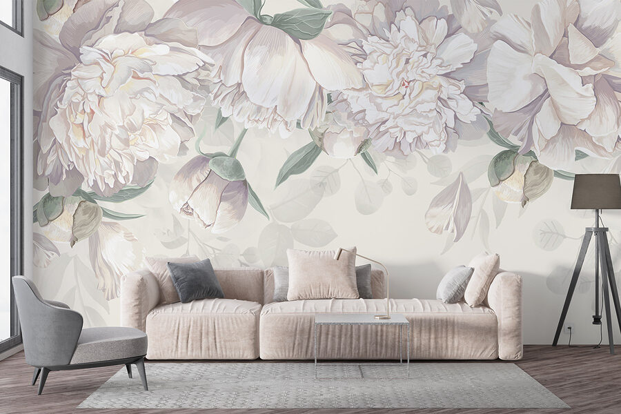 Fleurs blanches avec feuilles vertes