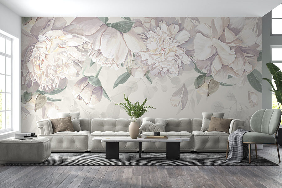 Fleurs blanches avec feuilles vertes