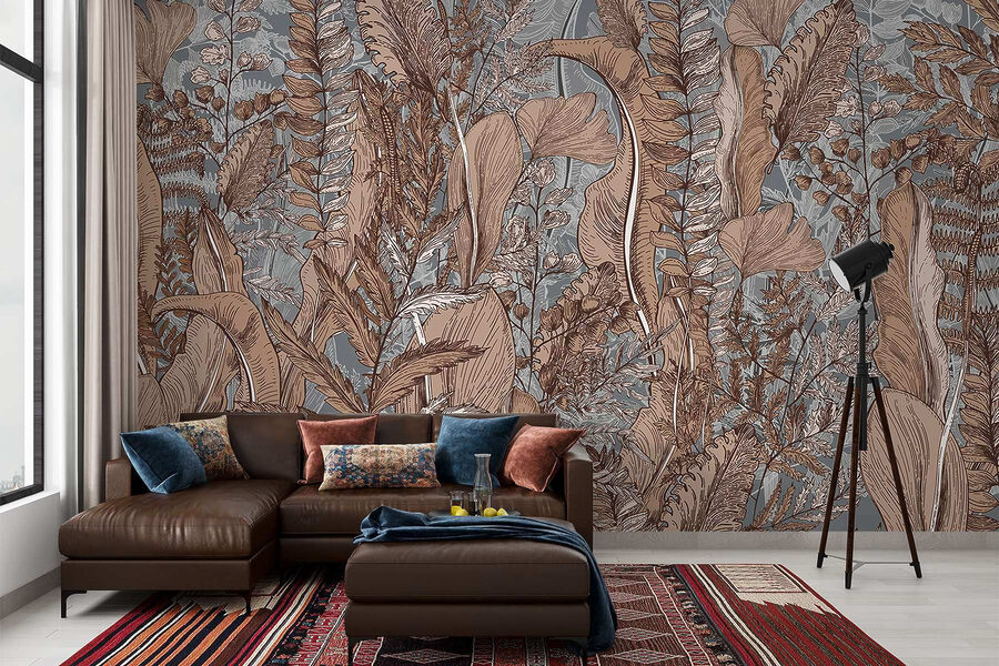 Motifs naturels dans les tons de terre.