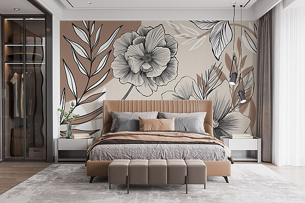 Dessin artistique floral au trait Dessin artistique floral au trait