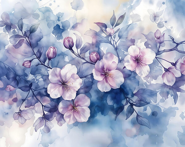 Peinture de fleurs sur une branche Peinture de fleurs sur une branche