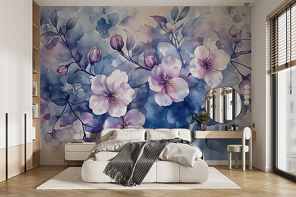 Peinture de fleurs sur une branche Peinture de fleurs sur une branche
